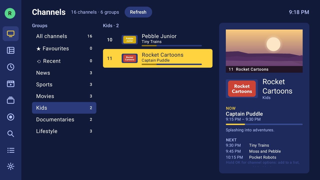 A child's profile in Kids mode