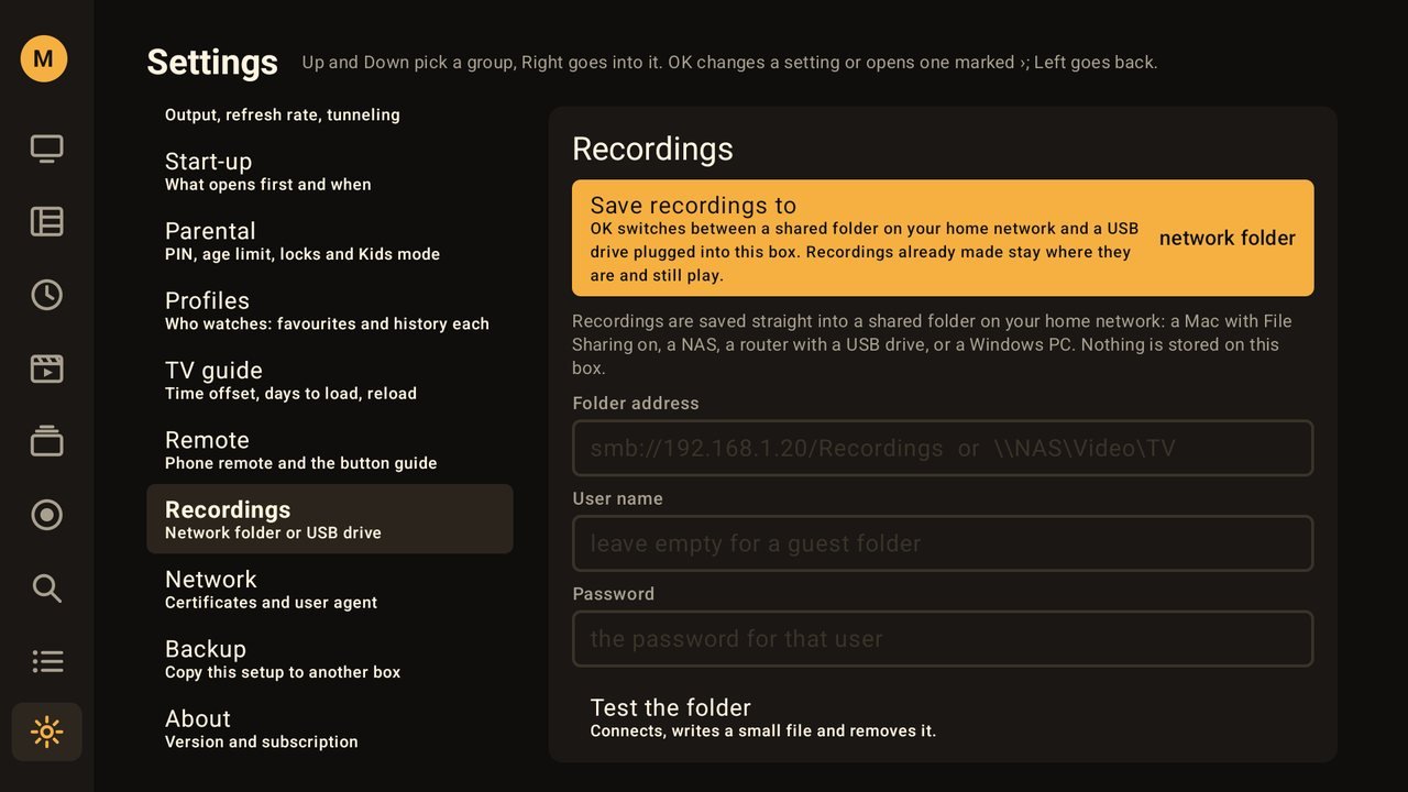 Choosing where recordings are saved